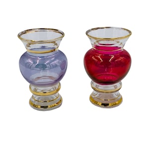 Vintage Bartlett Collins, Purple & Pink petite bud vases, set of 2
