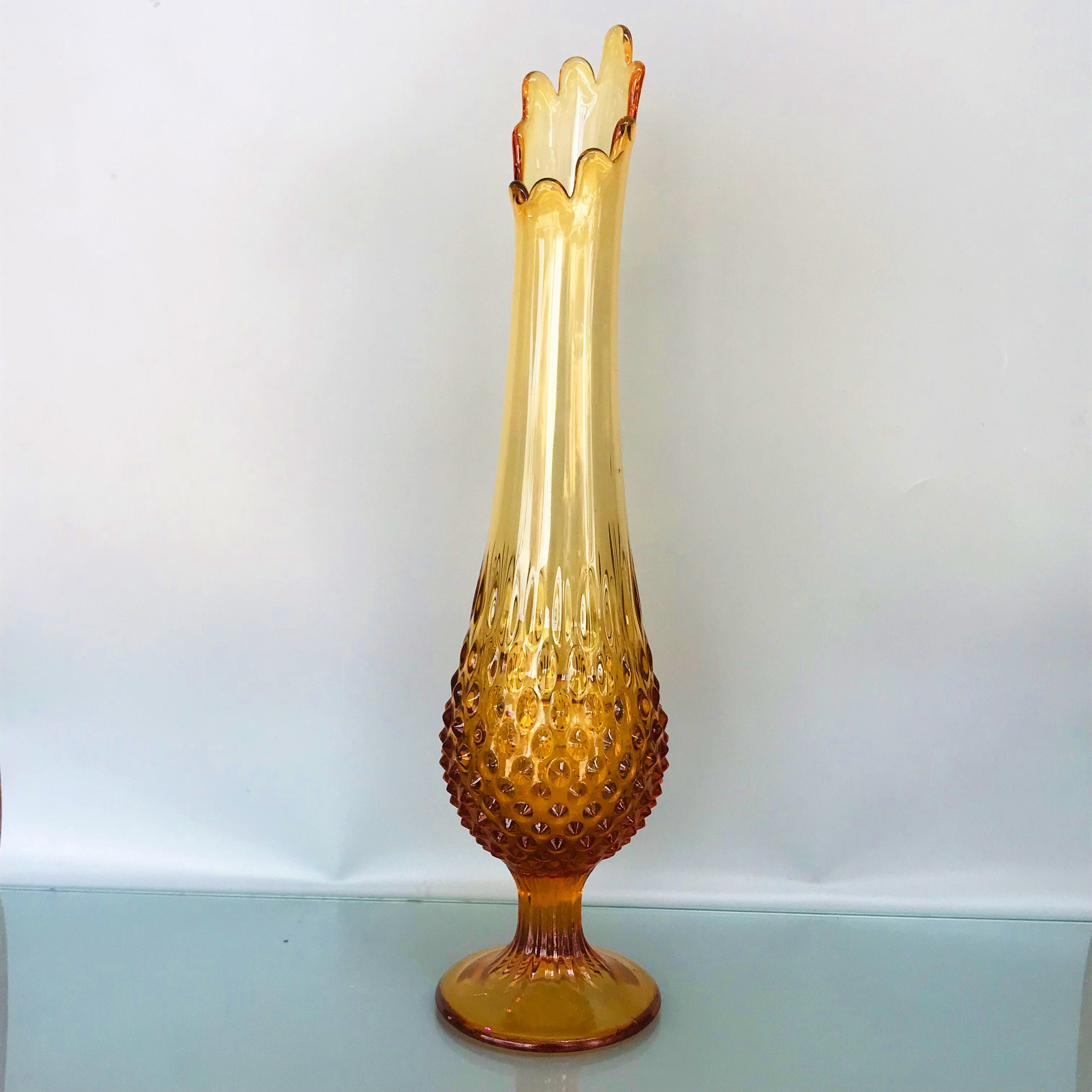 Fenton Hobnail Amber Swung Vase 14 Etsy
