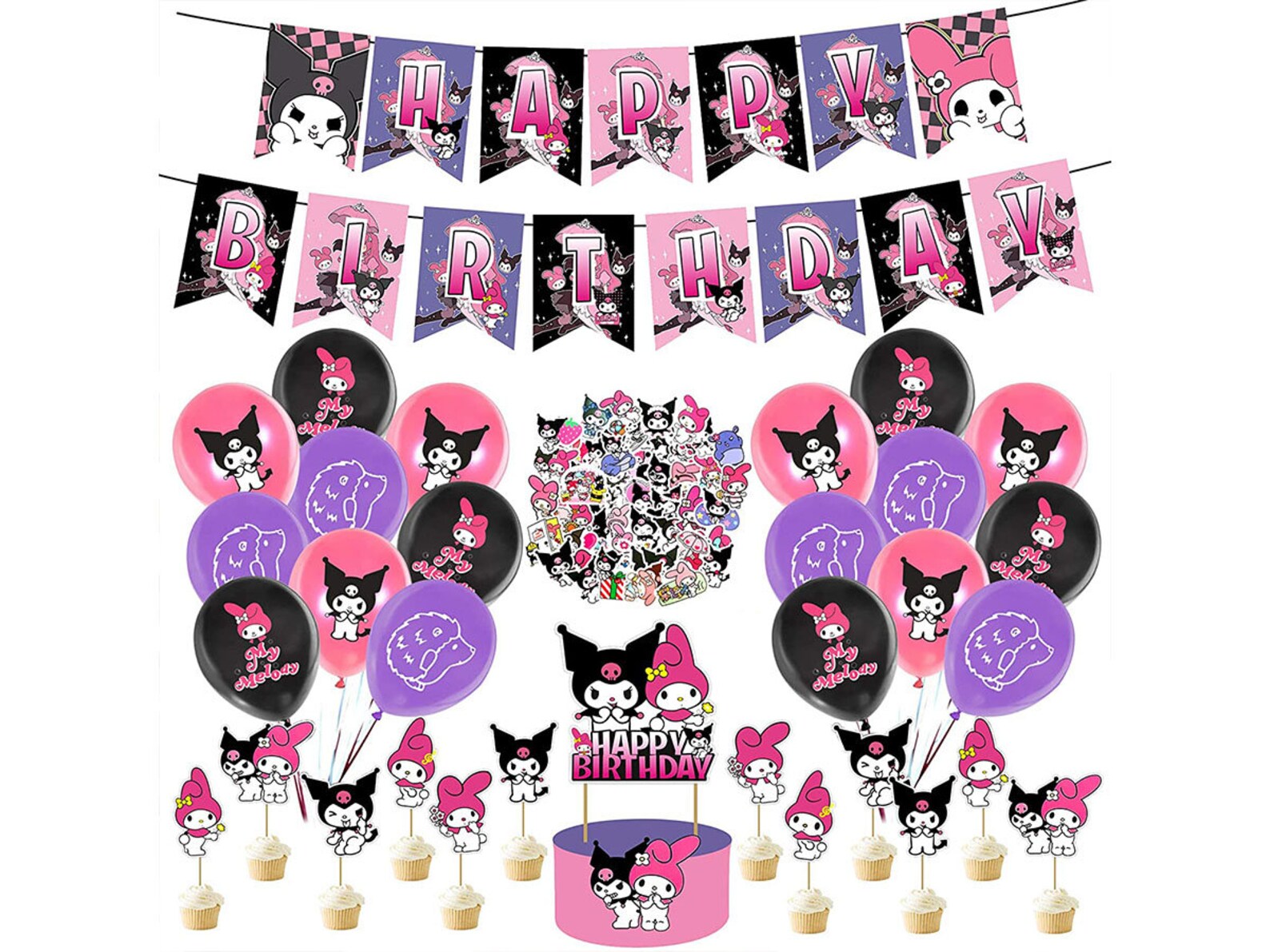 88-pcs-kuromi-party-supplies-kuromi-theme-birthday-party-etsy