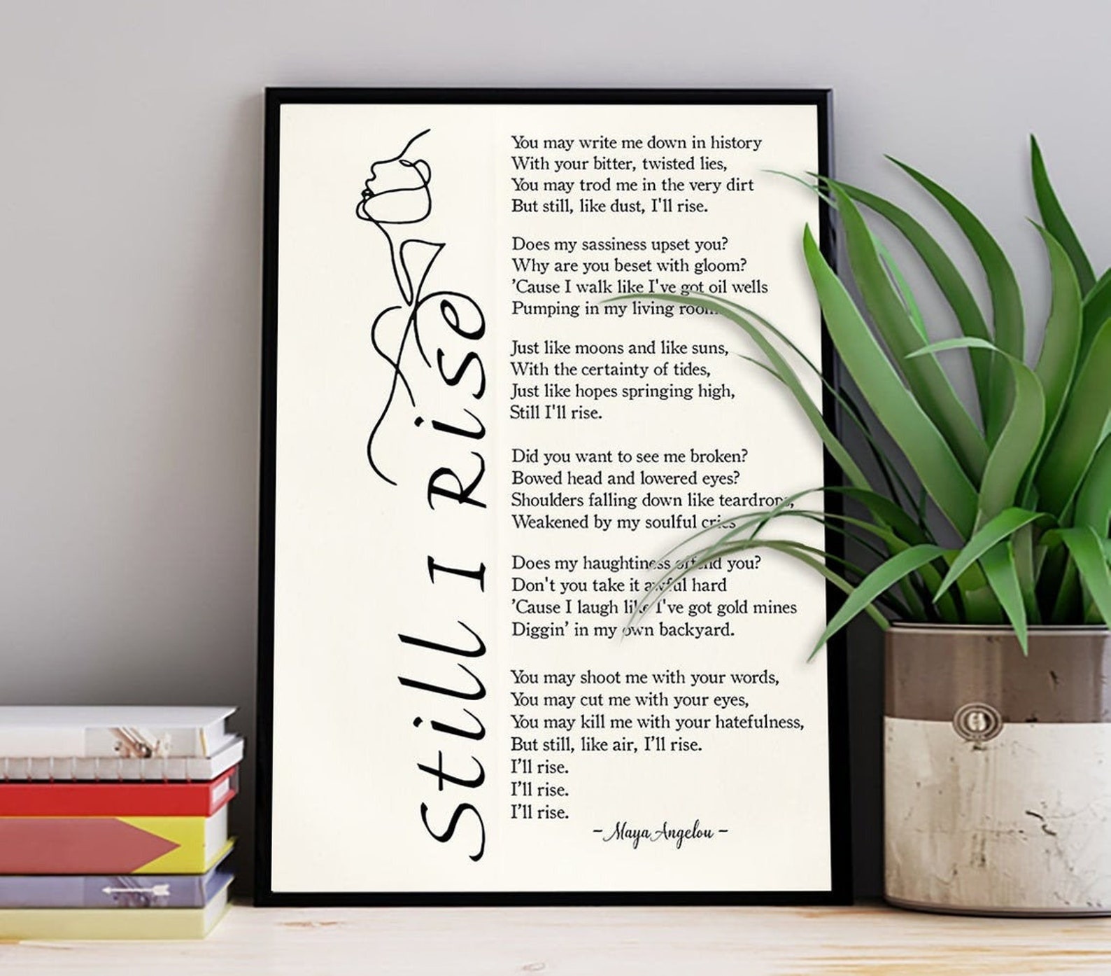 Maya Angelou Poem Poster Still I Rise Poster Black and | Etsy