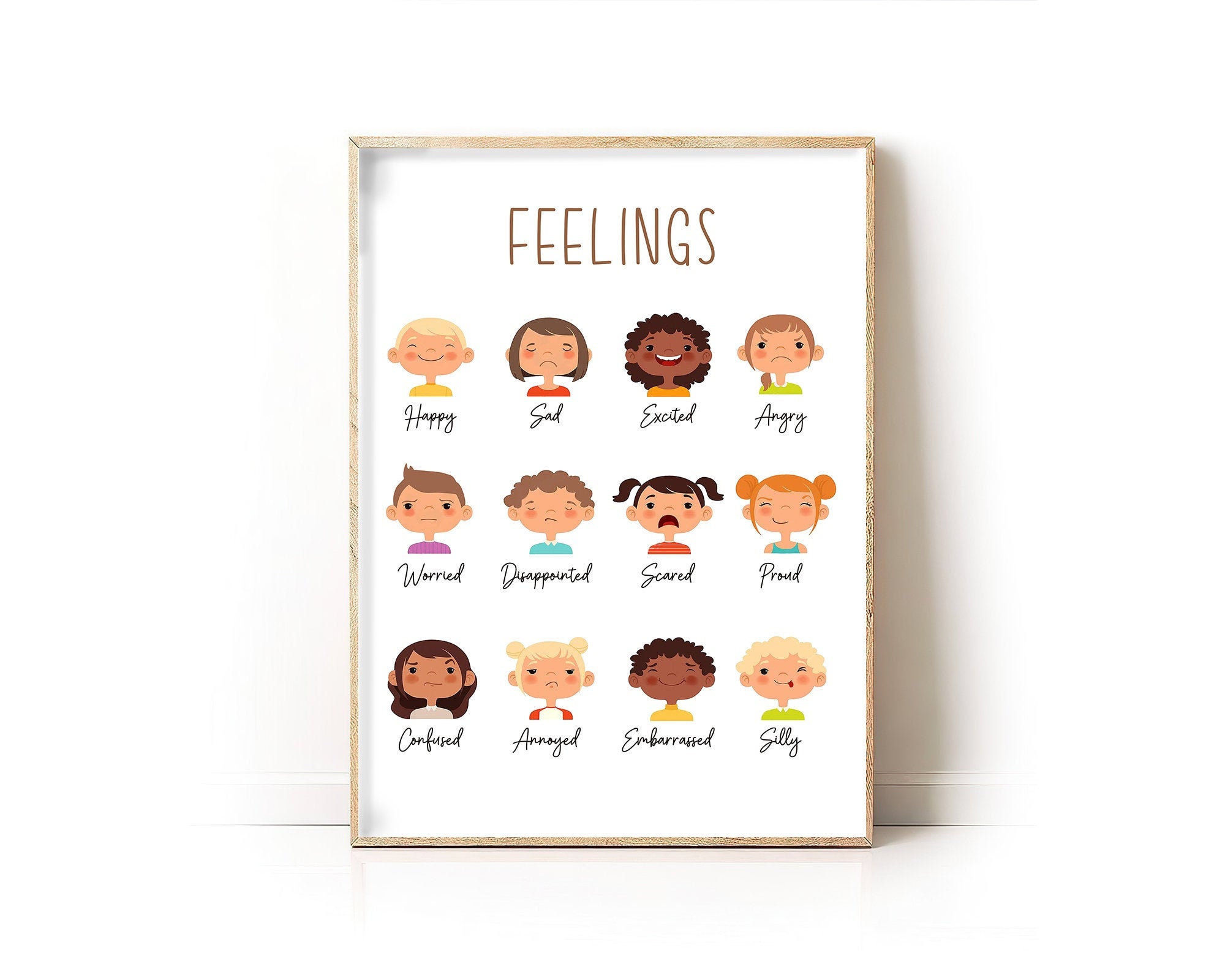 Educational Wall Art Feelings Chart Print Emotions Chart | Etsy