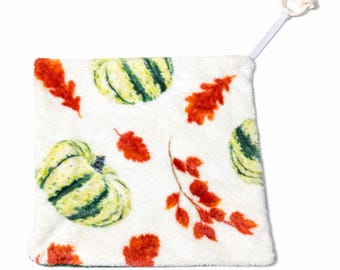 Couverture pour bébé Lovey - couverture de confort/de sécurité - 30 x 30 cm - Feuilles d'automne. Attache-tétine