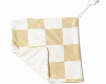 Couverture de confort/de sécurité Minky Lovey pour bébé - Damier marron - 30 cm (12 po.) Attache-tétine