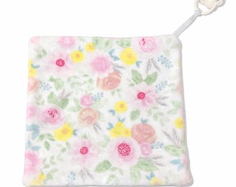 Minky Lovey - Couverture de confort/doudou - Fleurs printanières pour bébé. Attache-tétine