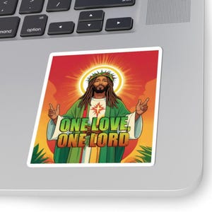 REGGAE RASTA JESUS Vinyl Aufkleber | Rasta Jesus Parodie Aufkleber | Christliches Rastafari Geschenk | Jamaikanischer Stil Aufkleber | Coole Schwarze Jesus Kunst
