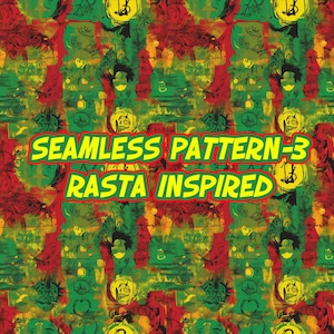 Seamless Rasta Pattern, Jamaican Rastafari Inspired Digital Paper, Printable Reggae Wallpaper, High-Resolution Sublimation & Fabric Printing