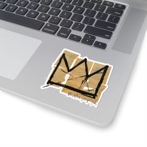 Basquiat Crown Sticker, Graffiti Art Decal, Street Art Kiss-Cut Stickers, Artistic Laptop Decor, Urban Wall Vinyl Decals, Abstract Painting