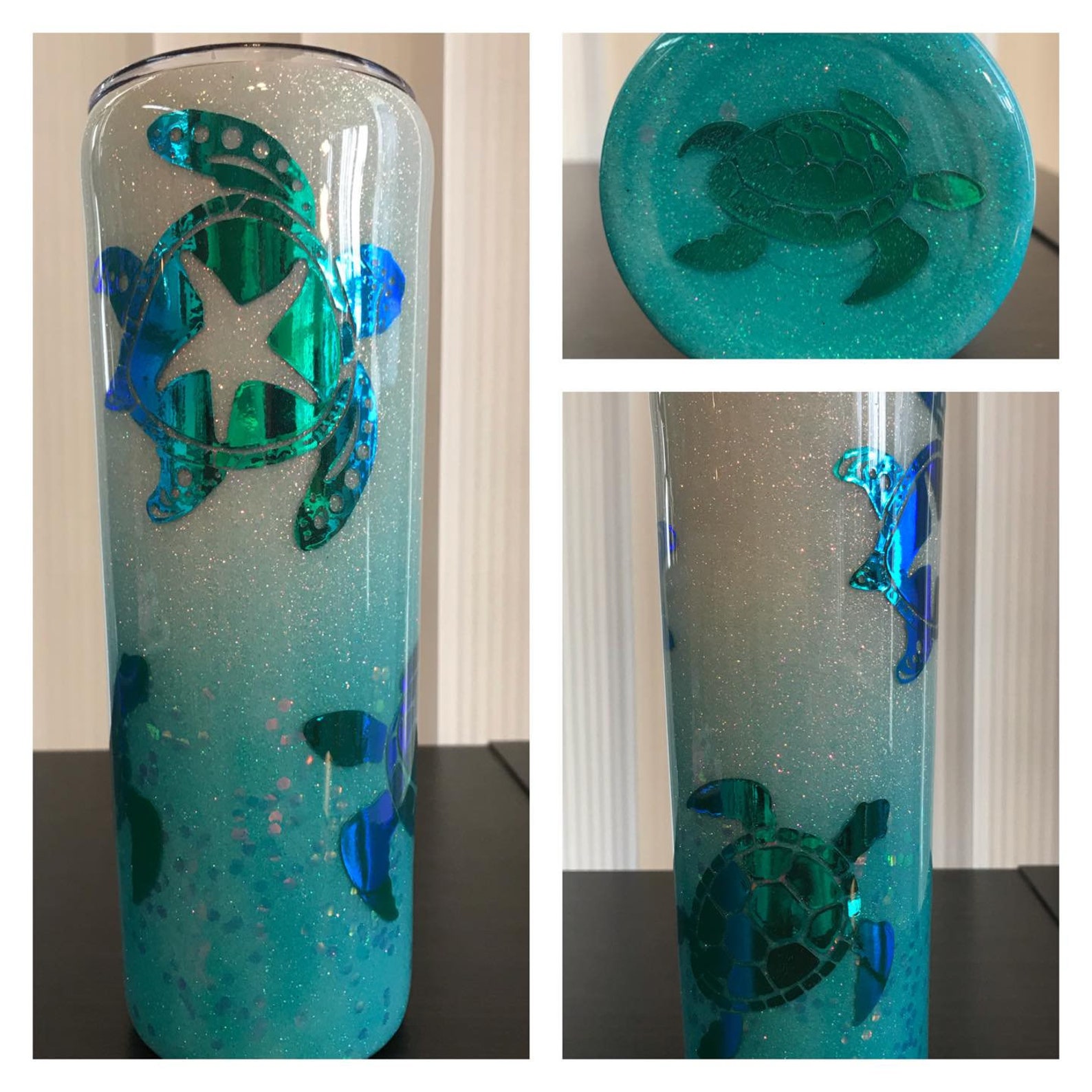 Glitter Sea Turtle Epoxy Tumbler Etsy