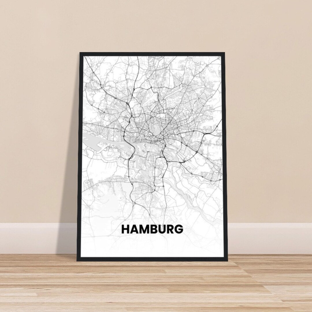 Hamburg City Map Mural Posters Framed Poster City Map Etsy
