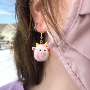 strawberry cow squishmallow earrings