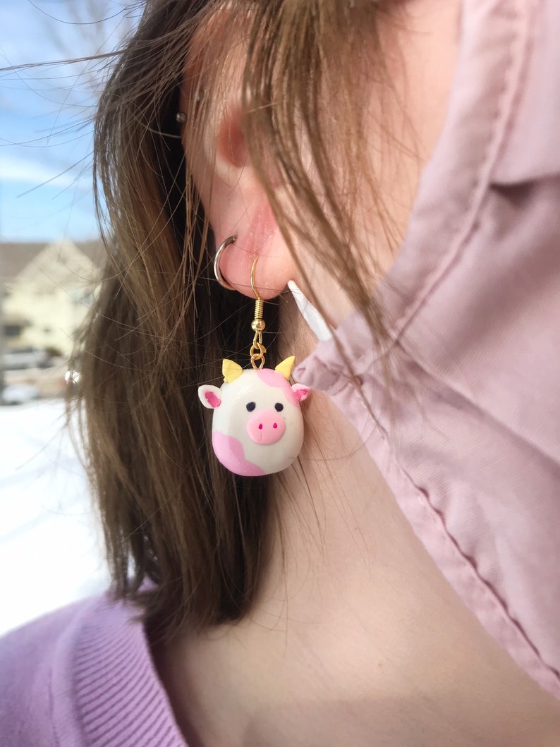 strawberry cow squishmallow earrings 