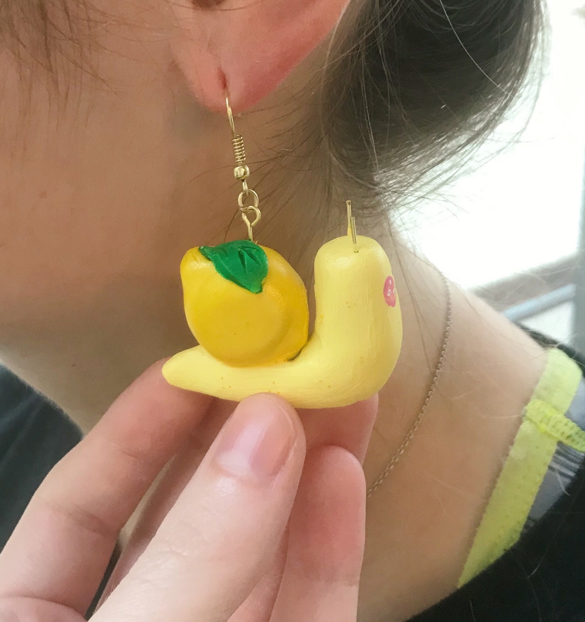 Lemon Snail Earrings Etsy UK