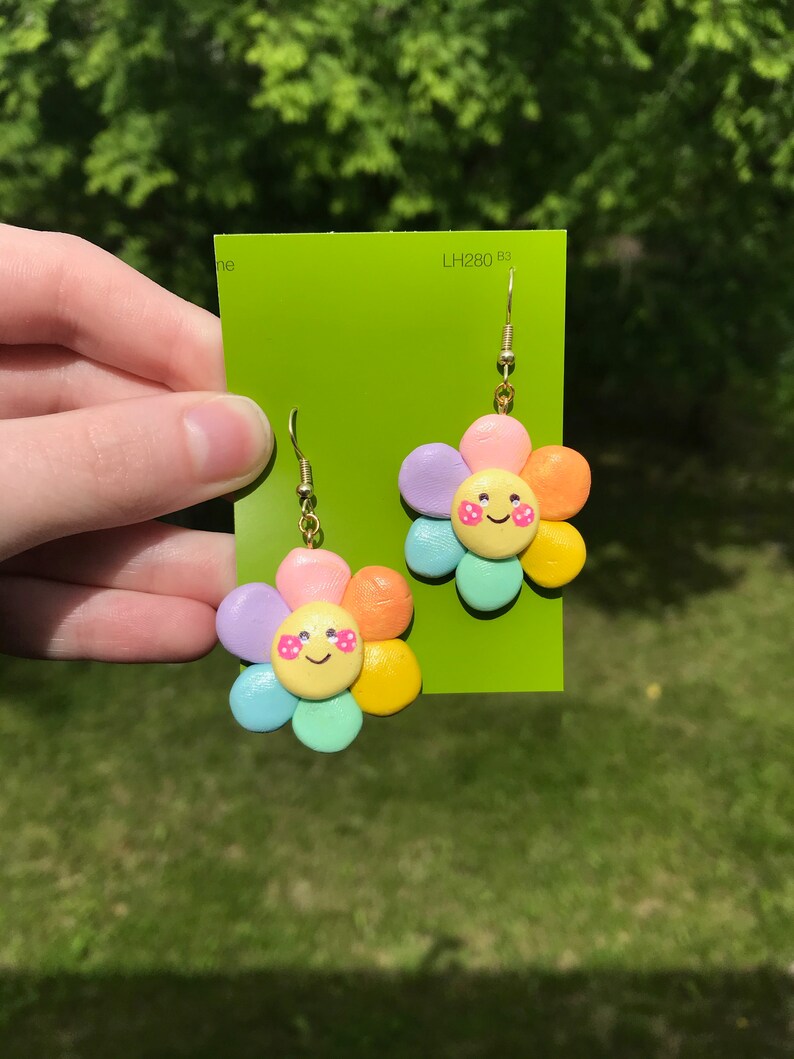 rainbow flower earrings 