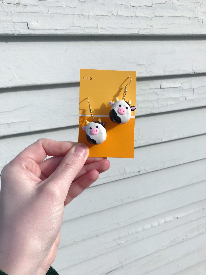 squishmallow cow earrings 