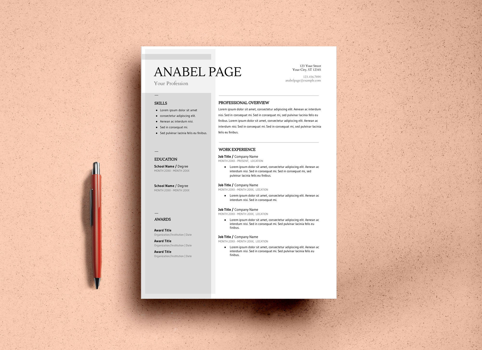 Simple Resume Template for Word & Google Docs, Google Docs Resume ...