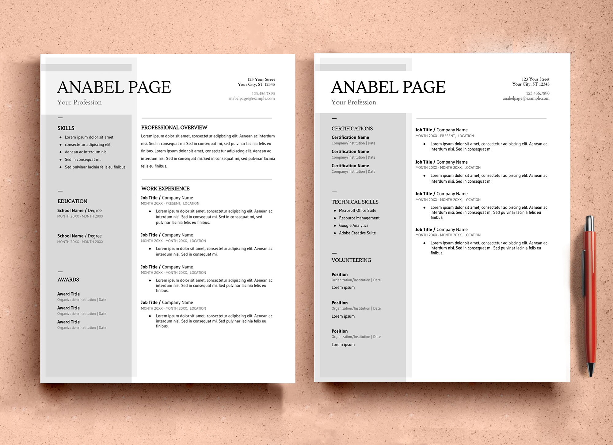 Simple Resume Template for Word & Google Docs, Google Docs Resume ...