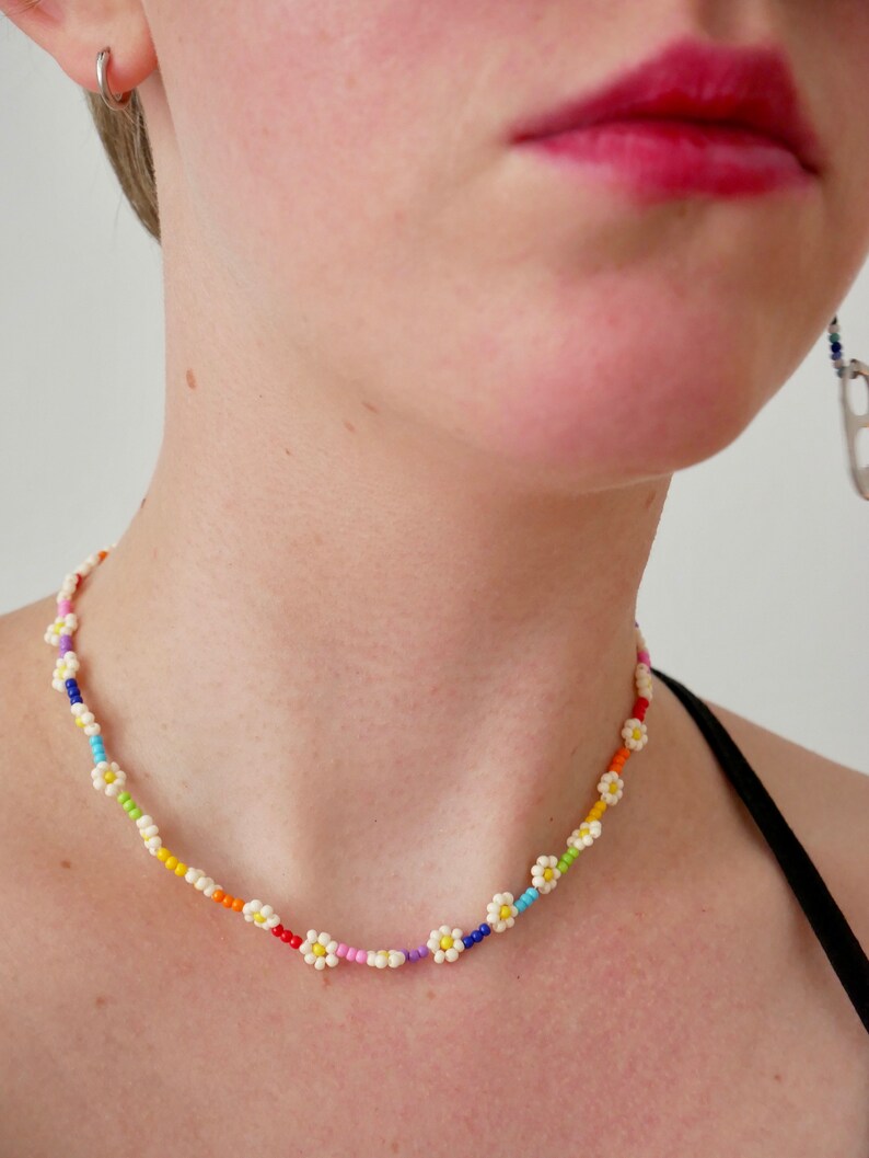 rainbow flower chokers! three styles