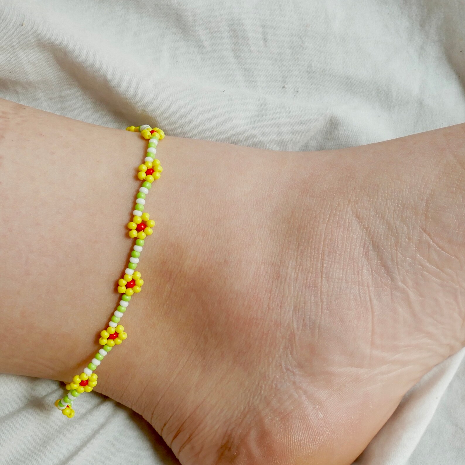 Beaded flower anklets three styles available Etsy