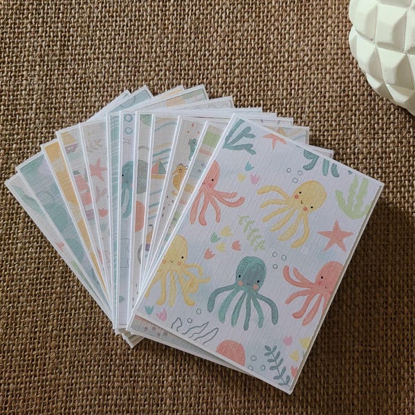 Watercolor Mini Notecards: Water World Gift Enclosure Cards, Set of 12
