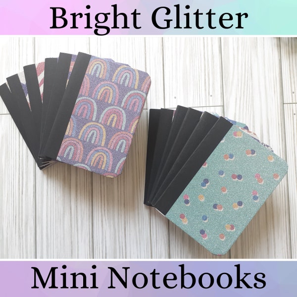 Bright Glitter Pattern Mini Notebook, Small Journal, Little Composition Book, To Do List
