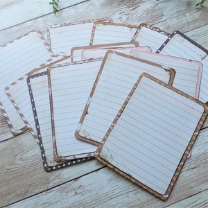 Distressed Lined Journal Cards, Scrapbooking, Planner, Journaling, 3x4, Set of 25