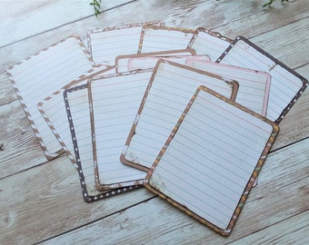 Distressed Lined Journal Cards, Scrapbooking, Planner, Journaling, 3x4, Set of 25