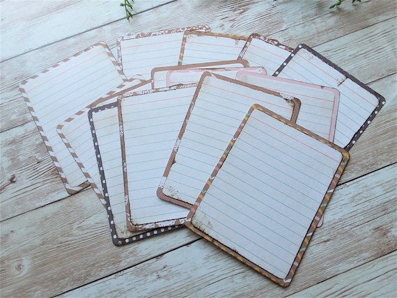 Distressed Lined Journal Cards, Scrapbooking, Planner, Journaling, 3x4, Set of 25