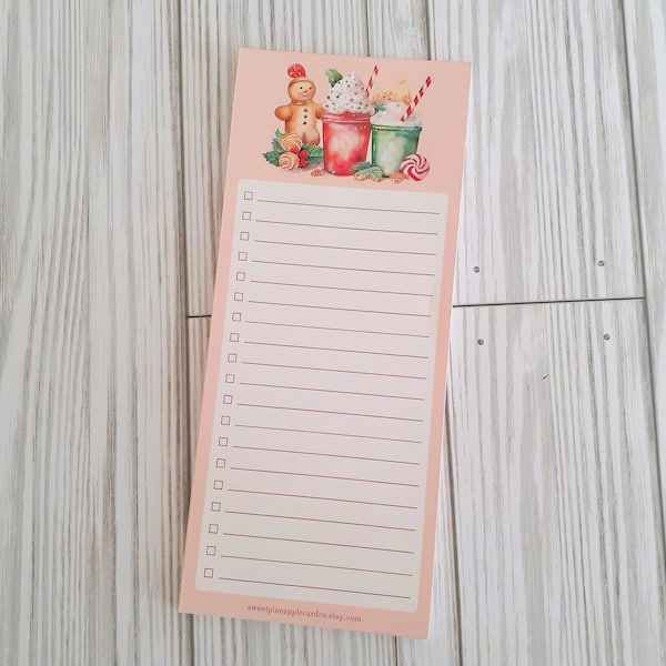 Christmas Coffee Checklist, Holiday Note Paper, Handmade Stationery, Memo Pad, 25 sheets