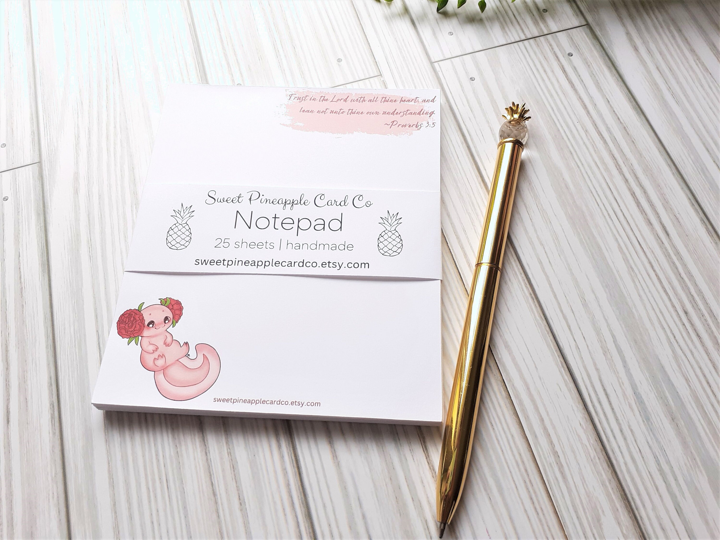 Axolotl Note Pad, Handmade Stationery, Faith Notepad, Memo Pad, 25 ...