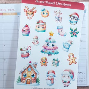 Sweet Pastel Christmas Sticker Sheet, Planner Stickers, Journal Stickers, Teacher Stickers