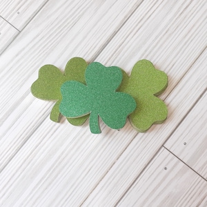 Glitter Shamrock Die Cuts, Cardstock Die Cuts, Set of 30, Shades of Green