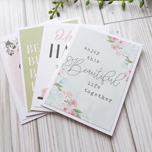 Beautiful Life Mini Note Card Set, Blank Cards, Wedding Gift Card Holder, Encouragement Cards, Set of 4