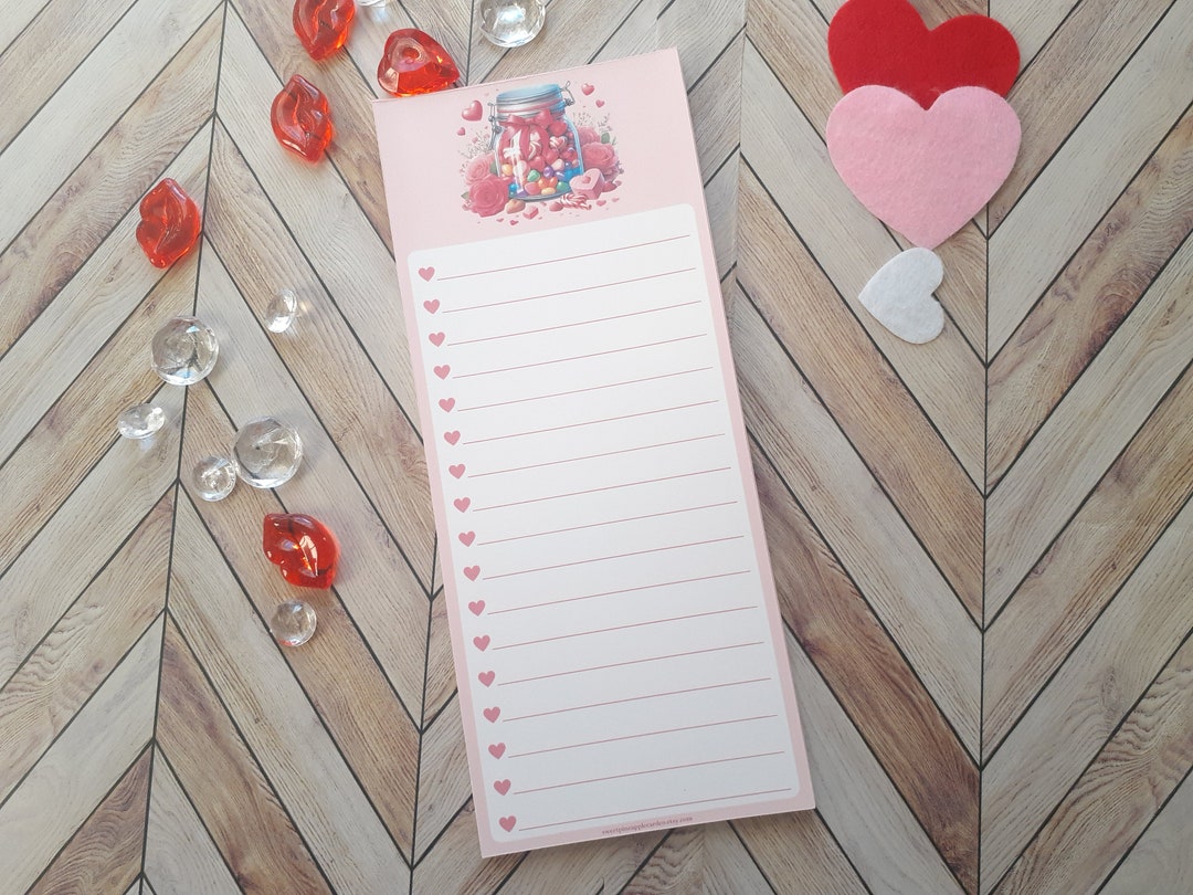 Heart Candy Checklist, to Do List, Handmade Stationery, Memo Pad, 25