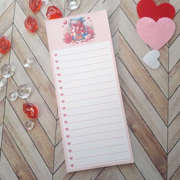 Heart Candy Checklist, To Do List, Handmade Stationery, Memo Pad, 25 sheets