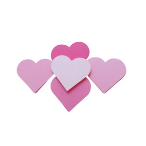 Pink Heart Die Cuts, Cardstock Die Cuts, Set of 50, Shades of Pink