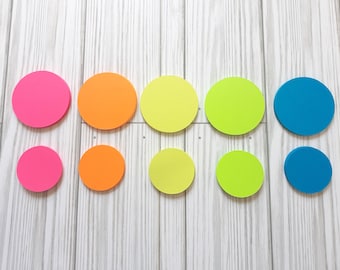 Neon Circle Cardstock Die Cuts, Set of 50, 5 Colors