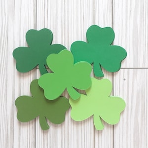 Shamrock Die Cuts, Cardstock Die Cuts, Set of 50, Shades of Green
