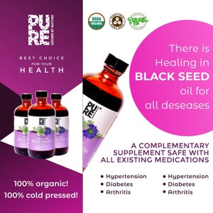 PURE Black Seed Oil 8Oz (240ml)  Extra Virgin Cold Pressed Organic Black Seed Oil – Black Cumin Seed Oil – Rich in Nutrients, Omegas