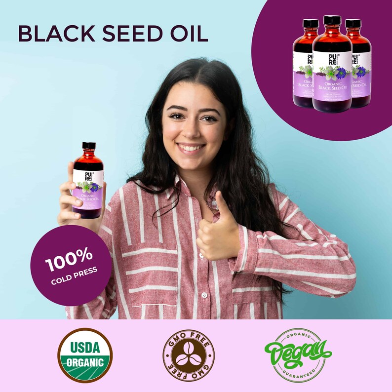 PURE Black Seed Oil 8oz 240ml Extra Virgin Cold Pressed Organic Black