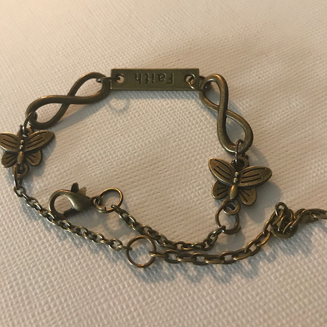 Engraved Faith Charm Bracelet Etsy