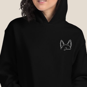 Custom Dog Ears Tattoo Outline Hoodie Sweatshirt | Personalized Pet Ears Line Draw Hooded Sweatshirt | Dog Mom Gif