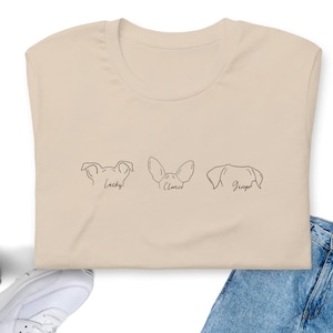 Custom Dog Outline Shirt | Custom Cat Sketch Shirt | Custom Pet Drawing Shirt | Dog Mom Gift | Cat Mom Gift | Dog Ear Outline