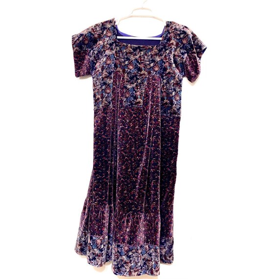 Handmade Floral Velvet Vintage 60s Sack Dress