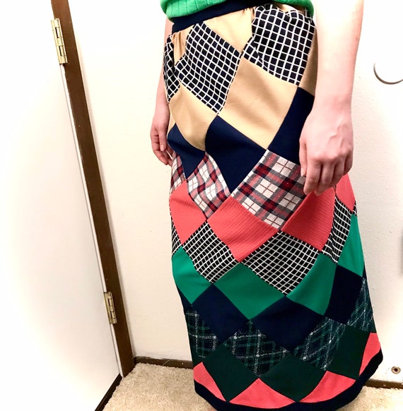 Handmade Patchwork Maxi Skirt Vintage 1970s/1980s