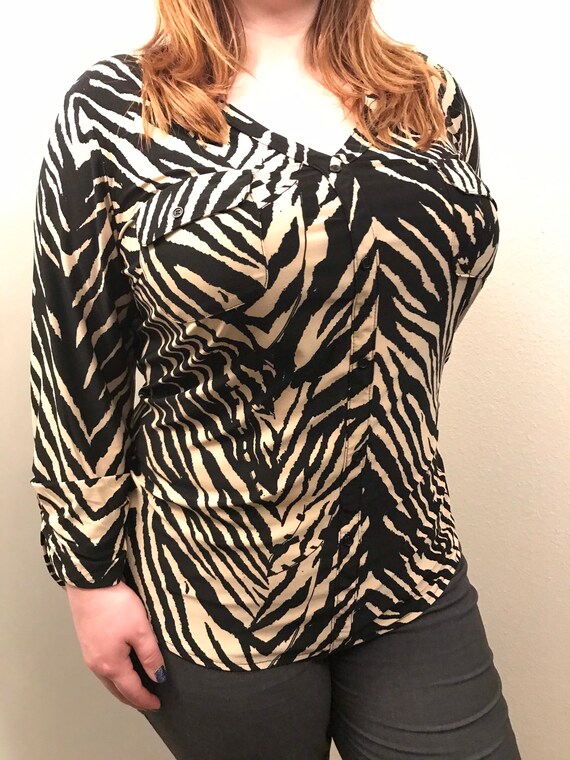 89th & Madison Zebra Print Top Size 2X