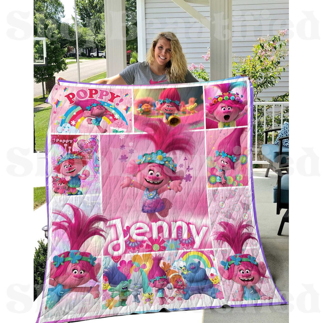 Custom Trolls Quilt Blanket, Poppy Trolls Blanket, Personalized Name ...