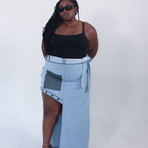 The Amanda PLUS SIZE Denim Assym Skirt