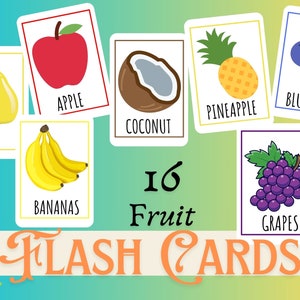 16 Fruit Flash Cards, Printable Flash Cards, Fruit, Educational
