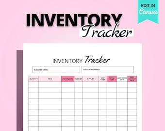 Inventory Management Tracker System Nail Tech Editable Canva Template Printable PDF Customizable Stock Level Restock Supplies List