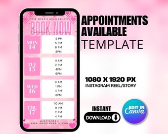 Editable Book Now Flyer, DIY Appointments Available Template, Premade Flyer Template, Hair, Lashes, Make up, Nails, Stylist, Canva Template